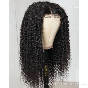 Factory Price  Raw brazilian human hair wig150%  Deep Curl wig lace frontal wigs 180 density